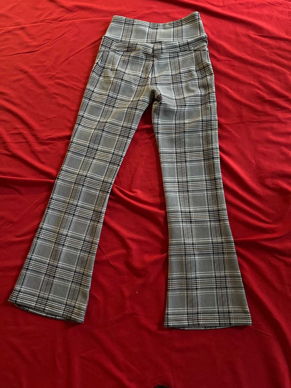Plaid Flare Pants in Black and Gray